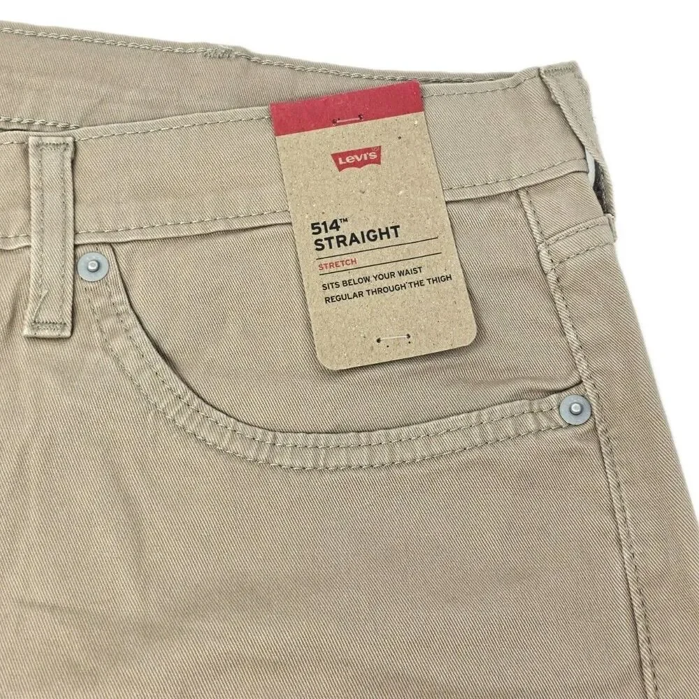 Levi's Men's 514 Straight Fit Cotton Twill Pant Khaki Beige Stretch Size 40x30